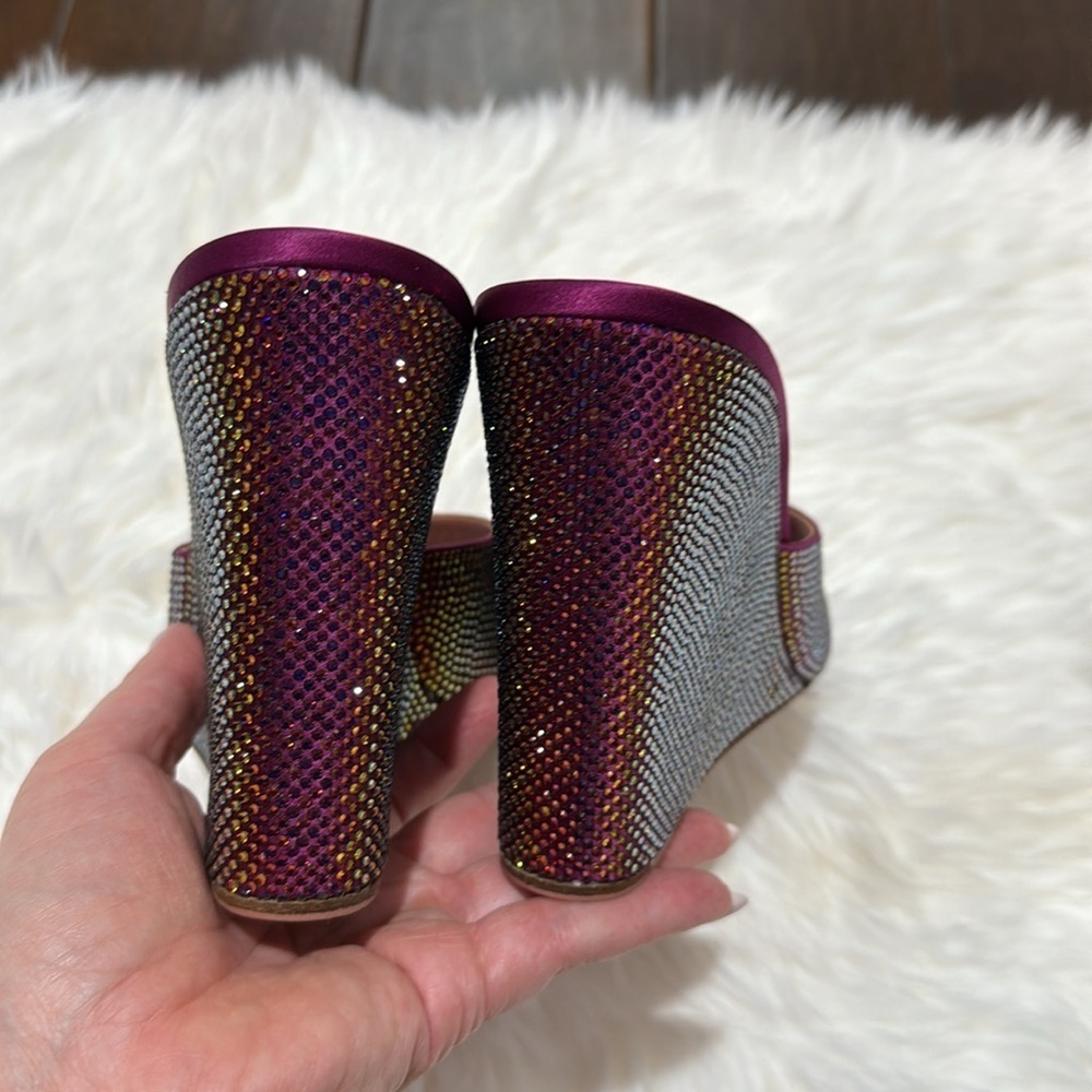 New Amina Muaddi Lupita crystal wedge sandals size 40.5EU - Picture 10 of 13